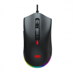 AOC Gaming GM530B мышь игровая проводная 7 кнопок, USB 2.0, 16,8 мл цветов, 16 000dpi, 50G,400IPS, 1000 Гц, 1 мс, 1,8 м, анализатор отклика NVIDIA, чёрный
