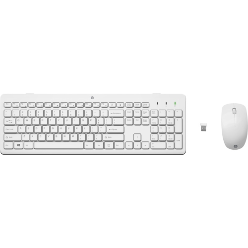 Keyboard and Mouse HP 230 Wireless Combo RUSS (White) cons