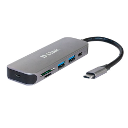 D-Link USB-C Hub, 2xUSB 3.0 + USB-C, SD/microSD Card Reader