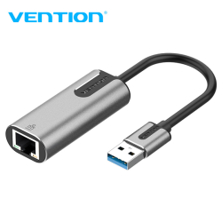 Vention USB 3.0-A to RJ-45 (Gigabit Ethernet) Adapter Gray Aluminum Alloy Type 0.15M