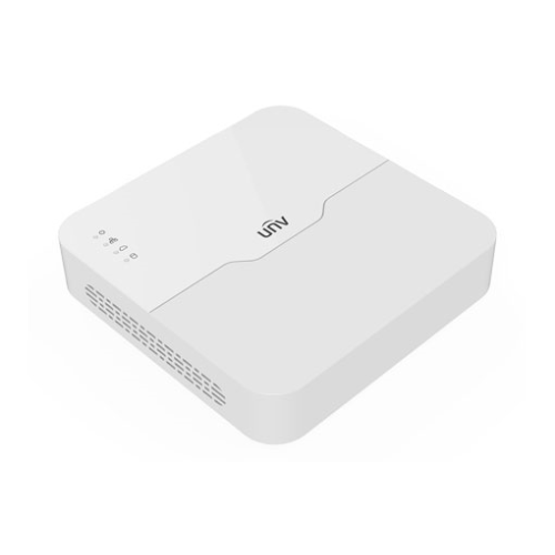 Uniview Видеорегистратор IP 4-х канальный 4K с 4 PoE портами; Входящий поток на запись до 64Мбит/с; Поддерживаемые форматы сжатия:  Ultra 265/H.265/H.264; Запись: разрешение до 4K; HDD; 1 SATA3 до 6Тб