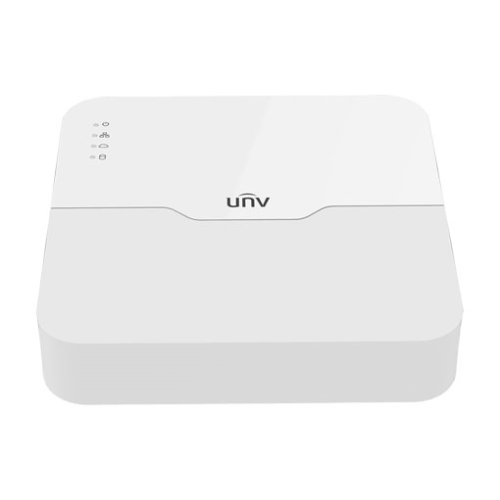 Uniview Видеорегистратор IP 4-х канальный 4K с 4 PoE портами; Входящий поток на запись до 64Мбит/с; Поддерживаемые форматы сжатия:  Ultra 265/H.265/H.264; Запись: разрешение до 4K; HDD; 1 SATA3 до 6Тб