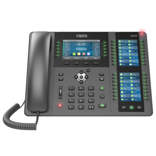 Fanvil X210 2xEthernet 10/100/1000, HD Voice, 20 SIP Lines, 10 Line Key, 116 DSS Keys, IPV6/OPUS, 4.3+2*2.4 Multi Color Screen, WIFI & Built-in Bluetooth, POE + Gigabit, PSU