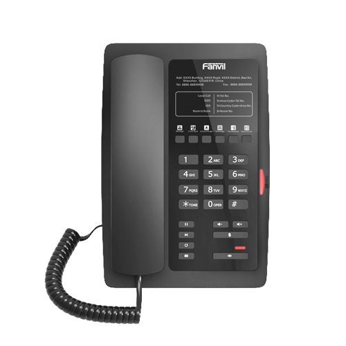 Fanvil H3 Black Hotel phone, 1 USB Port for phone charging, 6 Soft keys programmable service hotline, PoE, HD Voice, PSU