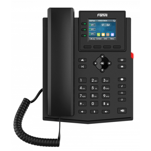 Fanvil X303 2xEthernet 10/100, LCD 320x240, 2,4 Color display, 6 Parties conference, 3 Line Key, HD voice, 4 SIP Line, Opus+IPV6, PSU