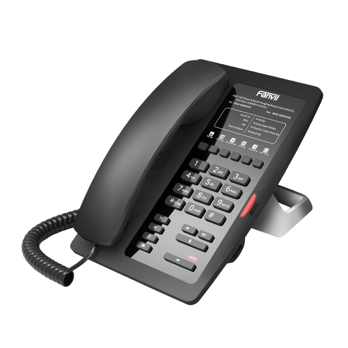 Fanvil H3 Black Hotel phone, 1 USB Port for phone charging, 6 Soft keys programmable service hotline, PoE, HD Voice, PSU