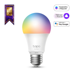 TP-Link Tapo L530E, Умная многоцветная WiFi лампа, E27, 806 лм, 8,7 Вт, 2500–6500 К, Wi-Fi 2,4 ГГц (IEEE 802.11b/g/n), голосовое управление