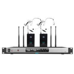 DSPPA Беспроводная микрофонная система True Diversity UHF (2 головных микрофона)