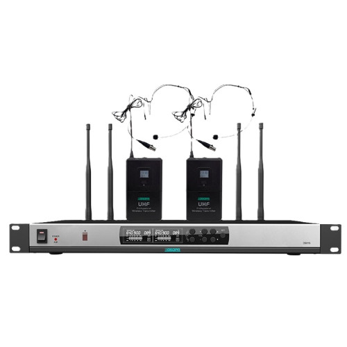 DSPPA Беспроводная микрофонная система True Diversity UHF (2 головных микрофона)
