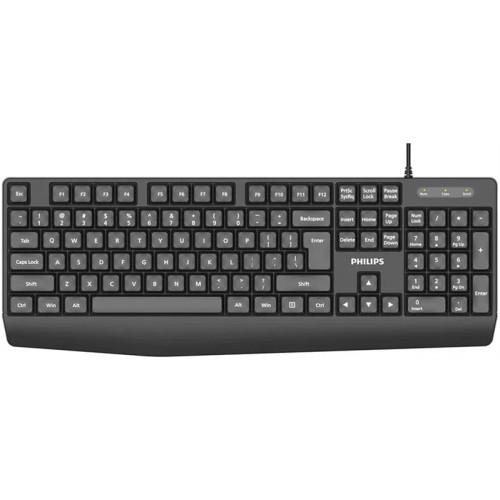 Philips Проводная Клавиатура SPK6237, USB 2.0 104 клав,  высокие кн., русская заводская раскладка, чёрный
