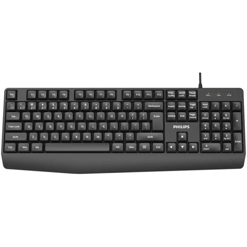 Philips Проводная Клавиатура SPK6237, USB 2.0 104 клав,  высокие кн., русская заводская раскладка, чёрный