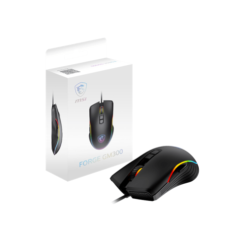 Mouse MSI FORGE GM300, Wired, 118g, DPI 7200, Symmetrical design, RGB LED, black