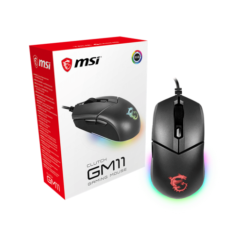 Gaming Mouse MSI Clutch GM11, Wired, DPI 5000, symmetrical design, RGB lighting, Black