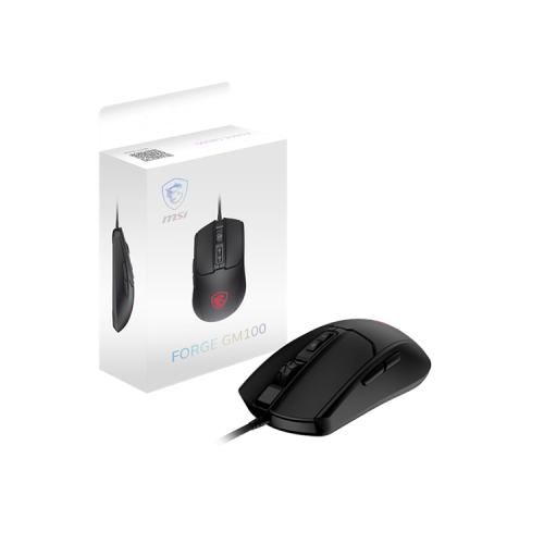 Mouse MSI FORGE GM100, Wired, 108g, DPI 6400, Symmetrical design, black