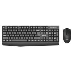 Philips Беспроводной Комплект  SPT6337, 2.4 GHz 104 клав/3 кнопки, 1600dpi, русская заводская раскладка, чёрный