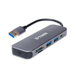 D-Link DUB-1325/A1A, 2-port USB 3.0, USB Type-C port, SD and microSD card slots Hub.2 downstream USB type A (female) ports, 1 downstream USB type C (female) port, 1 upstream USB type A (male), 1 SD