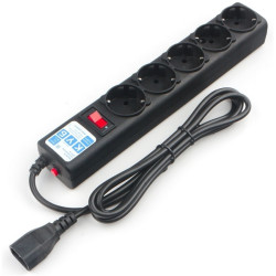 Power Cube фильтр для ИБП, вход - розетка С14,  3 метра, 5 розеток с заземлением, 10А/2,2кВт, Сечение провода: 3*1 мм, цвет черный, 4 года гарантии, Россия, МПТ