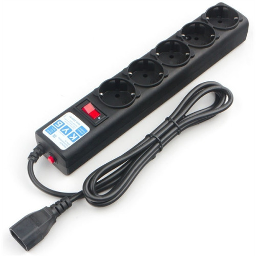 Power Cube фильтр для ИБП, вход - розетка С14,  3 метра, 5 розеток с заземлением, 10А/2,2кВт, Сечение провода: 3*1 мм, цвет черный, 4 года гарантии, Россия, МПТ