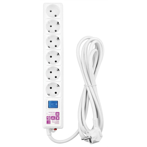 Power Cube сетевой фильтр, 1,9 метра, 6 розеток (5 с заземлением + 1 без заземления), 16А/3,5кВт, cечение провода: 3х1,0мм2, цвет белый, 4 года гарантии, Россия, МПТ