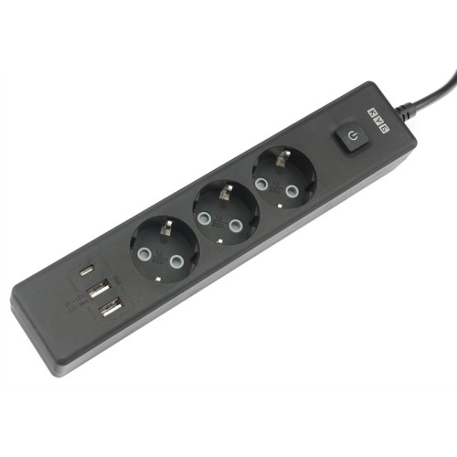 Power Cube сетевой фильтр c USB, 1,9 метра, USB-порты:Type-A: 2 шт,Type-C: 1 шт.зарядка 3.5А/20вт, 3 розетки с заземлением, 16А/3,5кВт, cечение провода: 3х1,0мм2, черный, 2 года гарантии, Россия