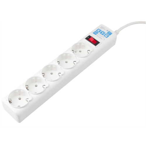 Ф-удлинитель, PC 0,5м 5р, бел. 10А, SPG-B-0,5M-WHITE