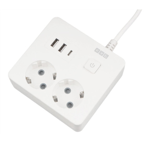 Power Cube сетевой фильтр c USB, форма квадрат, 1,9 метра, USB-порты:Type-A: 2 шт,Type-C: 1 шт.зарядка 3.5А/20вт, 2 розетки с заземлением, 16А/3,5кВт, cечение провода: 3х1,0мм2, белый, 2 года гарантии
