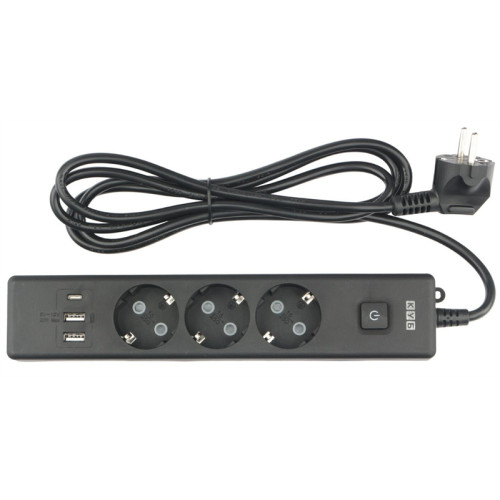 Power Cube сетевой фильтр c USB, 1,9 метра, USB-порты:Type-A: 2 шт,Type-C: 1 шт.зарядка 3.5А/20вт, 3 розетки с заземлением, 16А/3,5кВт, cечение провода: 3х1,0мм2, черный, 2 года гарантии, Россия