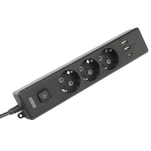 Power Cube сетевой фильтр c USB, 1,9 метра, USB-порты:Type-A: 2 шт,Type-C: 1 шт.зарядка 3.5А/20вт, 3 розетки с заземлением, 16А/3,5кВт, cечение провода: 3х1,0мм2, черный, 2 года гарантии, Россия