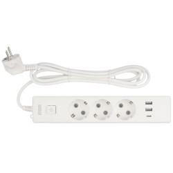 Power Cube сетевой фильтр c USB, 1,9 метра, USB-порты:Type-A: 2 шт,Type-C: 1 шт.зарядка 3.5А/20вт, 3 розетки с заземлением, 16А/3,5кВт, cечение провода: 3х1,0мм2, белый, 2 года гарантии, Россия