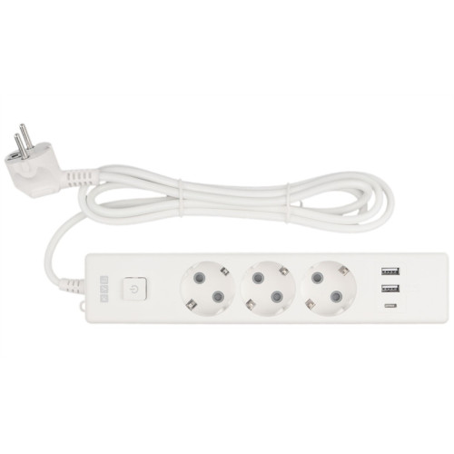 Power Cube сетевой фильтр c USB, 1,9 метра, USB-порты:Type-A: 2 шт,Type-C: 1 шт.зарядка 3.5А/20вт, 3 розетки с заземлением, 16А/3,5кВт, cечение провода: 3х1,0мм2, белый, 2 года гарантии, Россия