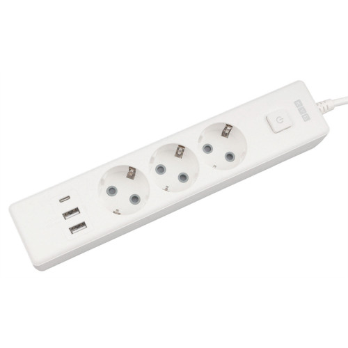 Power Cube сетевой фильтр c USB, 1,9 метра, USB-порты:Type-A: 2 шт,Type-C: 1 шт.зарядка 3.5А/20вт, 3 розетки с заземлением, 16А/3,5кВт, cечение провода: 3х1,0мм2, белый, 2 года гарантии, Россия