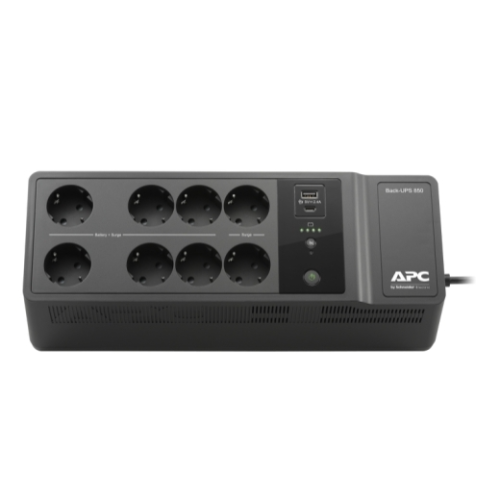 APC Back-UPS ES 850VA/520W, 230V, 8 Schuko (2 Surge & 6 batt.), USB, USB charge(type A,C), Data/DSL protect.,(BE700G-RS, BE850G2-GR analogue), 1 year warranty