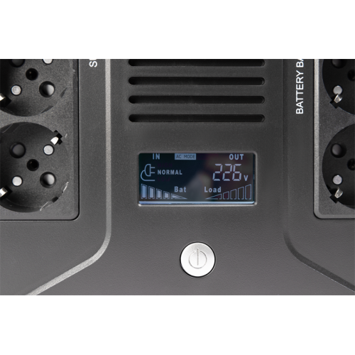 SMARTWATT ИБП линейно-интерактивный, 800/480 ВА/Вт, напольный/настенный, LCD дисплей, Schuko CEE7/4 - 8 шт. (4 шт. с резервным питанием, 4 шт. - сетевой фильтр)