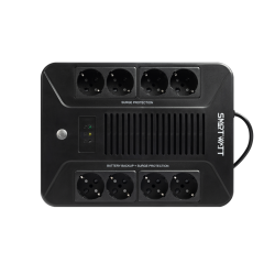 SMARTWATT ИБП линейно-интерактивный, 1000/600 ВА/Вт, напольный/настенный, LED индикация, Schuko CEE7/4 - 8 шт. (4 шт. с резервным питанием, 4 шт. - сетевой фильтр)