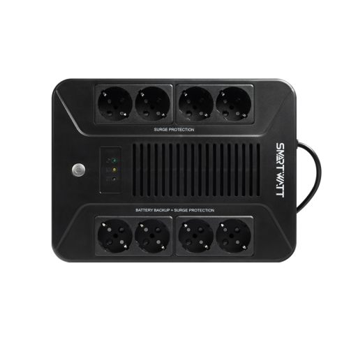 SMARTWATT ИБП линейно-интерактивный, 1000/600 ВА/Вт, напольный/настенный, LED индикация, Schuko CEE7/4 - 8 шт. (4 шт. с резервным питанием, 4 шт. - сетевой фильтр)