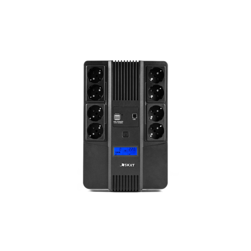 (8933) SKAT-UPS 800-AID-IN-1x9-8 ИБП 220В 480Вт, LCD, АКБ 1x 9Ач, line interactive, мод.синус, 8хSchuko,2xUS