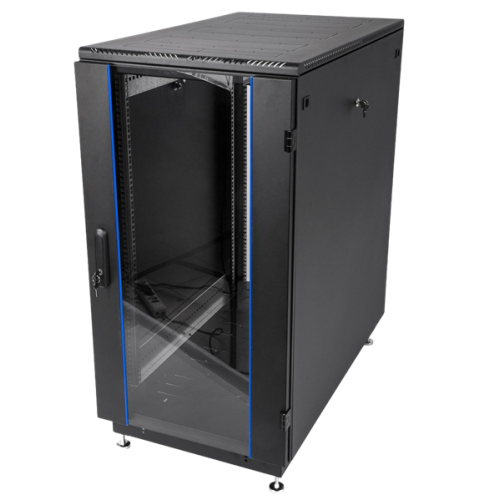 ЦМО Шкаф телекоммуникационный напольный 24U (600  600) дверь стекло, чёрный