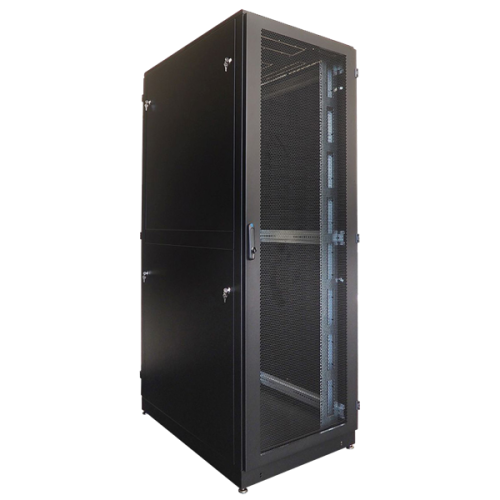 ЦМО Шкаф серверный напольный 48U (800  1000) дверь перфорированная, задние двойные перфорированные, чёрный