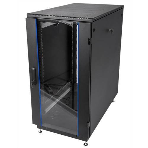 ЦМО Шкаф телекоммуникационный напольный 24U (600  1000) дверь стекло, чёрный