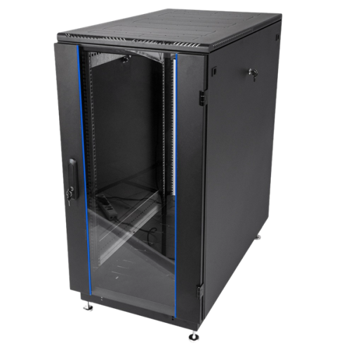ЦМО Шкаф телекоммуникационный напольный 24U (600  800) дверь стекло, чёрный