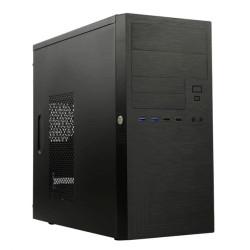 MiniTower Powerman ES555 Black PM-500ATX-F U3*2+U2*2 +2*combo Audio; additional HDD cage; intrusion switch; power button lock; Plastic Tooless part mATX