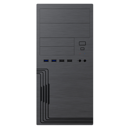 MiniTower Powerman ES555 Black PM-450ATX  U3*2+TypeC*2+2*combo Audio; intrusion switch; Extra 2xHDD cage; mATX