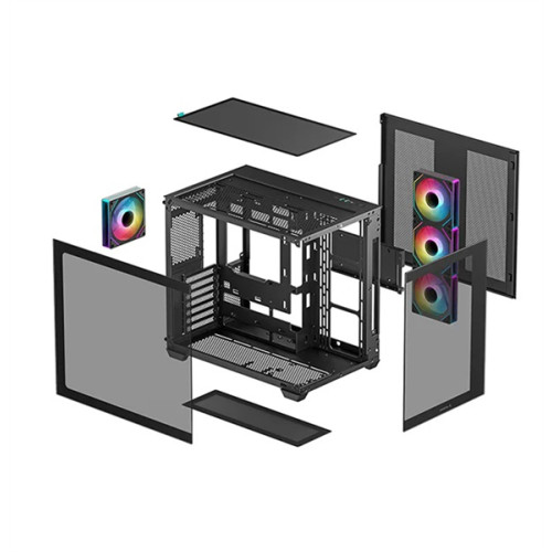 Deepcool CG530 4F без БП, боковое окно (панорама), 3x120мм ARGB Reverce вентилятора на боковой стенке, 1x120мм ARGB вентилятор сзади, черный, ATX