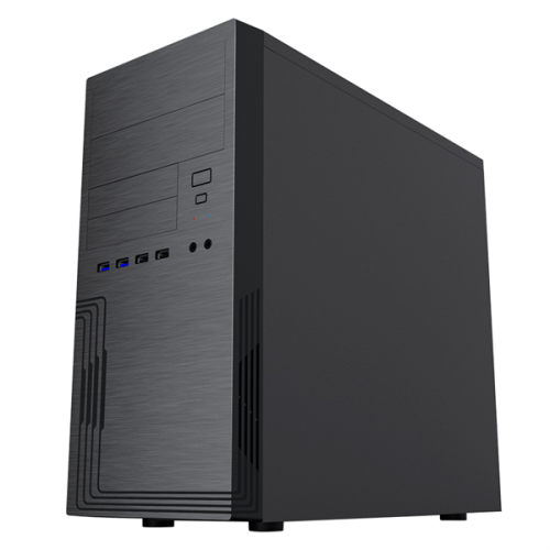 MiniTower Powerman ES555 Black PM-450ATX  U3*2+TypeC*2+2*combo Audio; intrusion switch; Extra 2xHDD cage; mATX