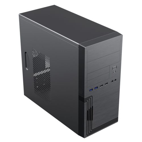 MiniTower Powerman ES555 Black PM-450ATX  U3*2+TypeC*2+2*combo Audio; intrusion switch; Extra 2xHDD cage; mATX