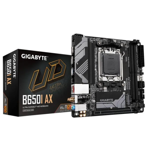 GIGABYTE B650I AX, AM5, B650, 2*DDR5, 2*SATA, 1*M.2, 3*USB 3.2, 3*USB 2.0, 1*PCIx16, DP+HDMI, mITX