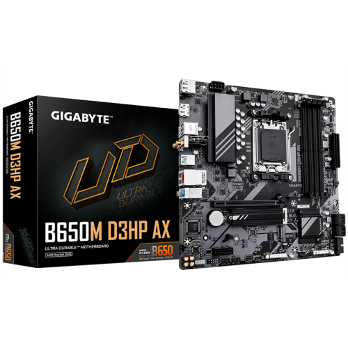 GIGABYTE B650M D3HP AX, AM5, B650, 4*DDR5, 4*SATA, 2*M.2, 3*USB 3.2, 2*USB 2.0, Type-C, 1*PCIx16, 1*PCIx1, 2*DP+HDMI, mATX