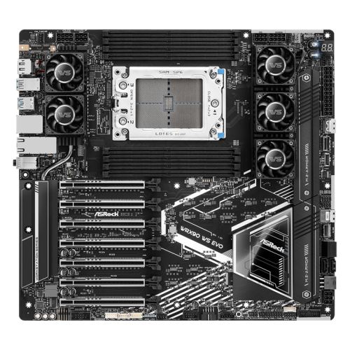 ASROCK WRX90 WS EVO, AMD WRX90, 8*DDR5, 4*SATA, 2*M.2, 2 x SlimSAS, 6*USB 3.2, 2*Type-C, 7*PCIx16, DP, EEB