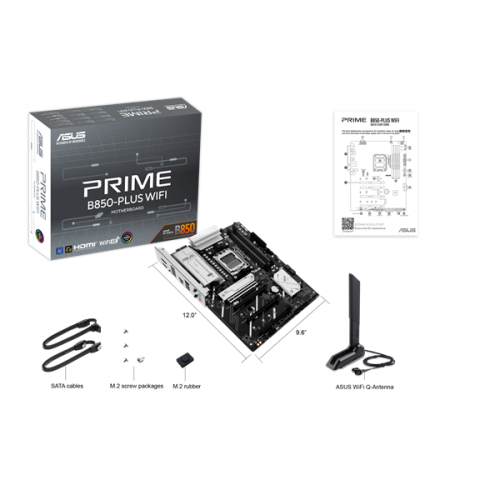 ASUS PRIME B850-PLUS WIFI, AM5, B850, 4*DDR5, 4*SATA, 3*M.2, 5*USB 3.2, 2*USB 2.0, Type-C, 5*PCIx16, DP+HDMI, ATX; 90MB1L80-M0EAY0