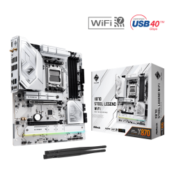 ASROCK X870 STEEL LEGEND WIFI, AM5, X870, 4*DDR5, 4*SATA, 3*M.2, 4*USB 2.0, 5*USB 3.2, 2*Type-C, 2*PCIx16, 1*M.2 (Key E), HDMI, ATX